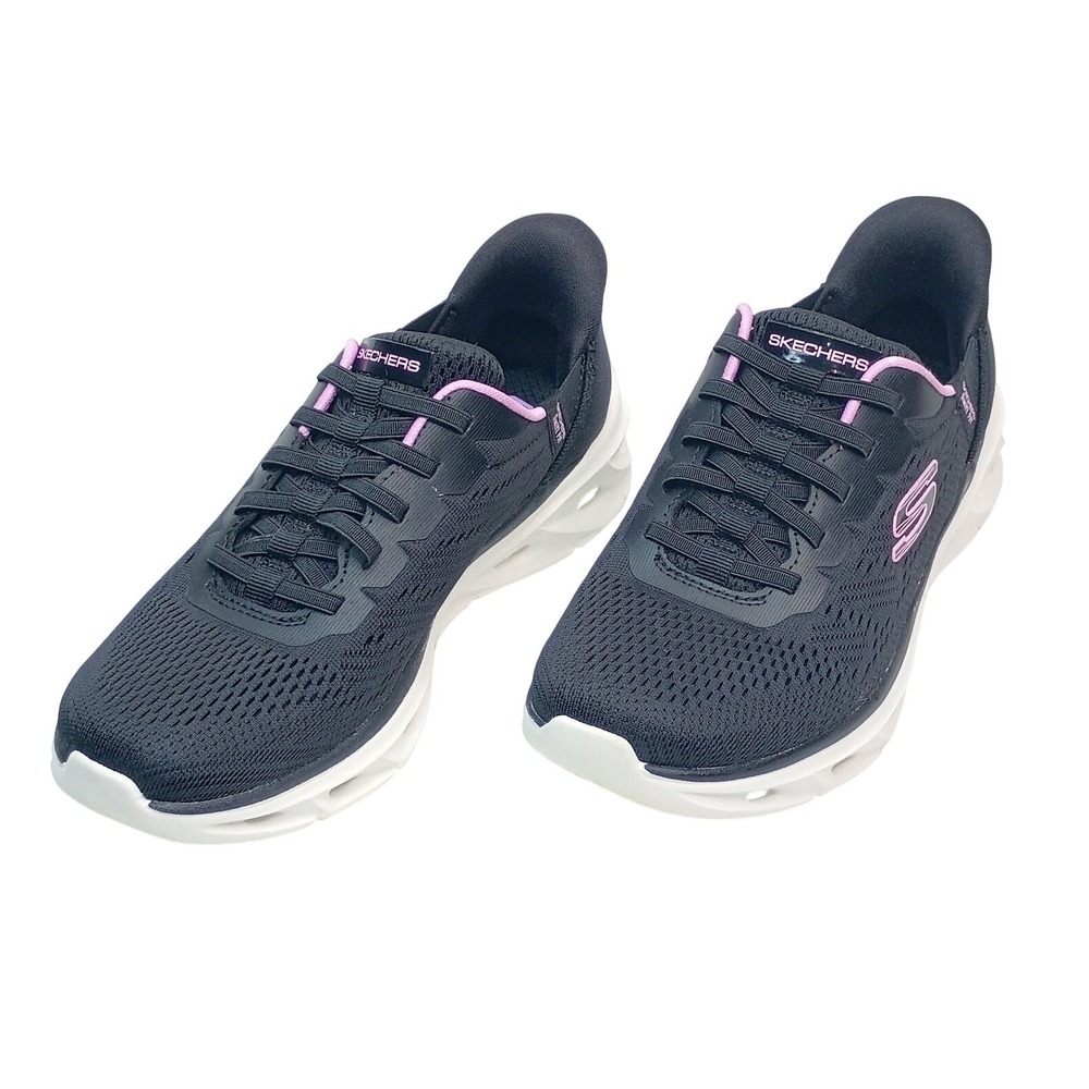 Skechers Slip-ins Glide-Step Swift Fit Women Size 9 Black Lavender Mesh Sneaker
